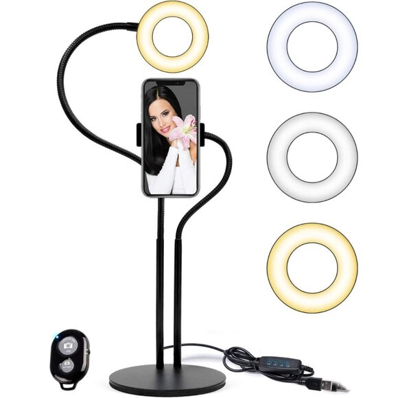 Brand New Merkury Innovations Desktop Selfie Studio Ring Light with Remote - Picture 3 of 10